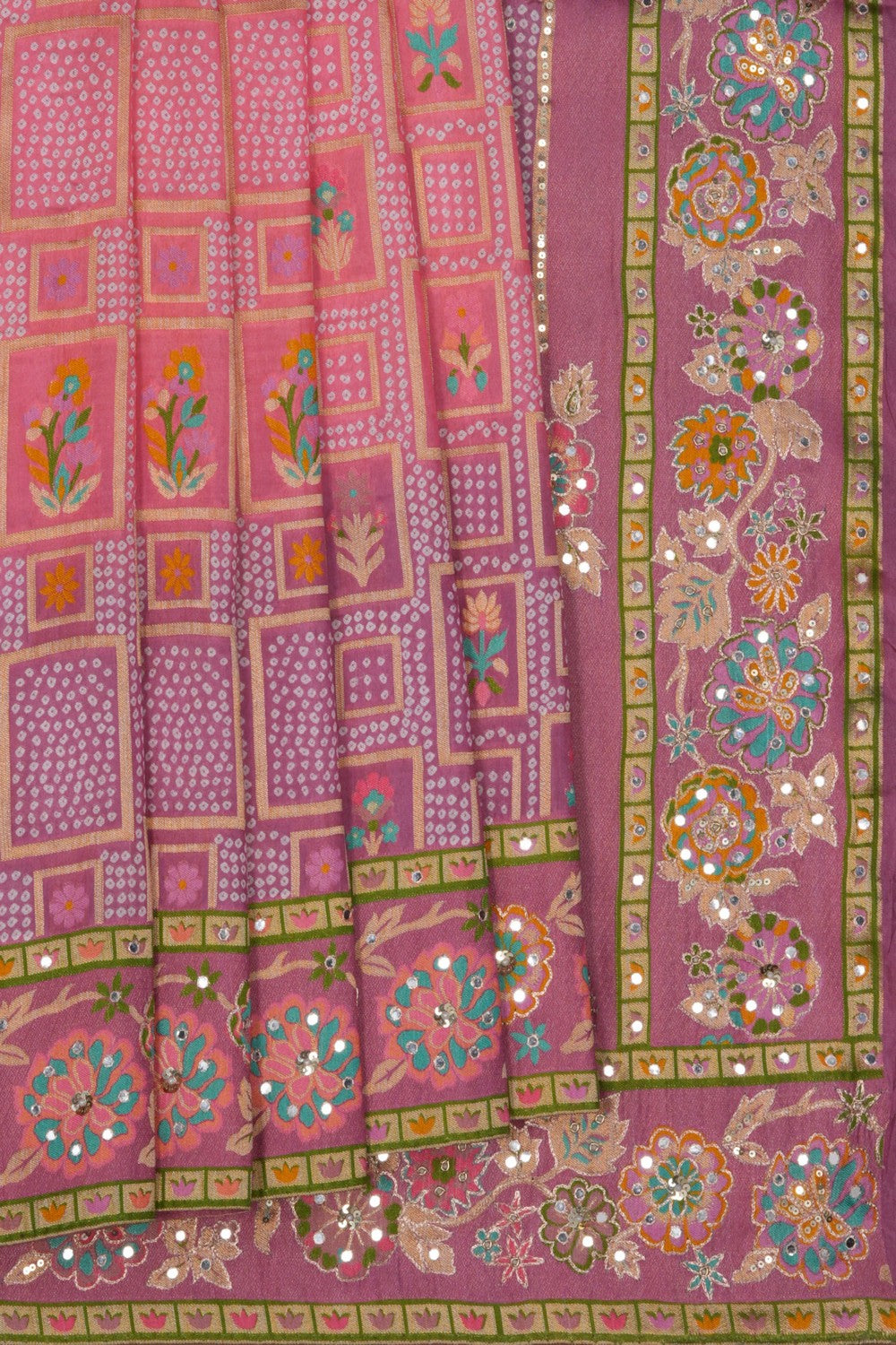 Image of Bandhani Embroidered Saree